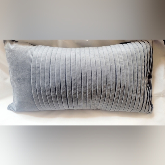 Elite Home Gray Ribbed Velvet Accent Lumbar Pillow 23x12" - Picture 1 of 7